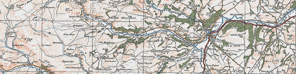 Old map of Llwyn-derw in 1922