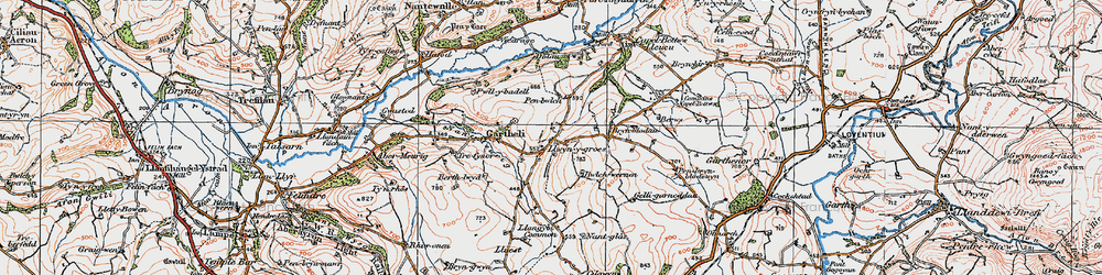 Old map of Llwyn-y-groes in 1923