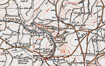 Old map of Llwyn-yr-hwrdd in 1922