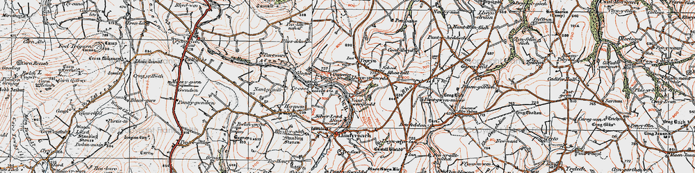 Old map of Llwyn-yr-hwrdd in 1922