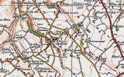 Old map of Afon Ffynnon-Ddewi in 1923