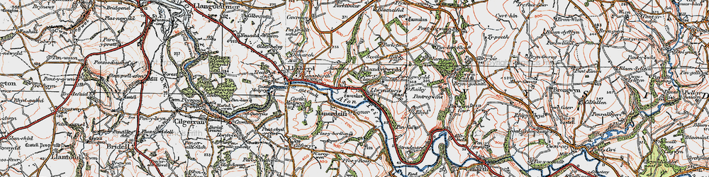 Old map of Bryneifed in 1923