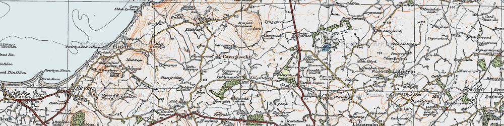 Old map of Llwyndyrys in 1922