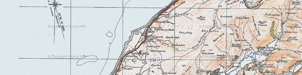 Old map of Afon Gwril in 1922