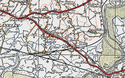 Old map of Llwynhendy in 1923