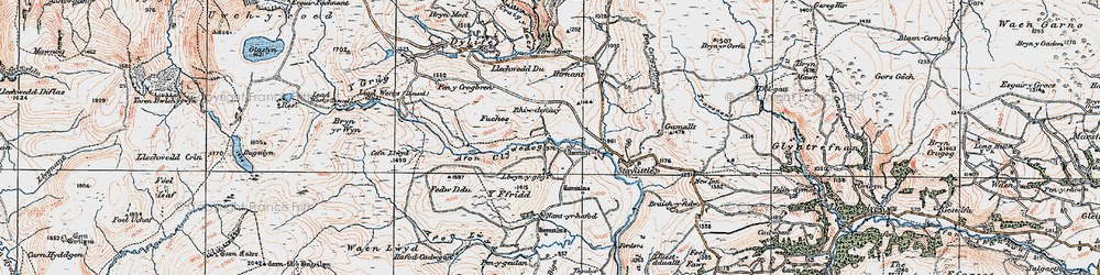 Old map of Afon Llwyd in 1921