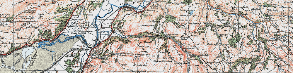 Old map of Llyfnant Valley in 1921