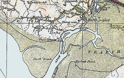 Old map of Llyn Coastal Path in 1922