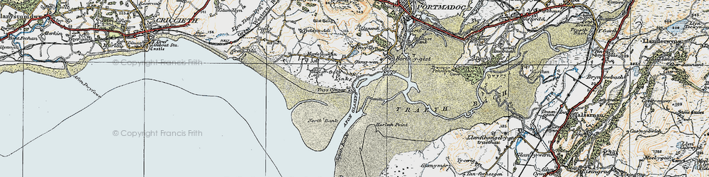 Old map of Llyn Coastal Path in 1922