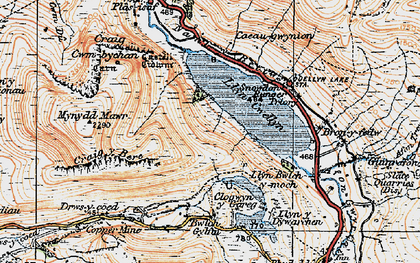 Old map of Llyn Cwellyn in 1922