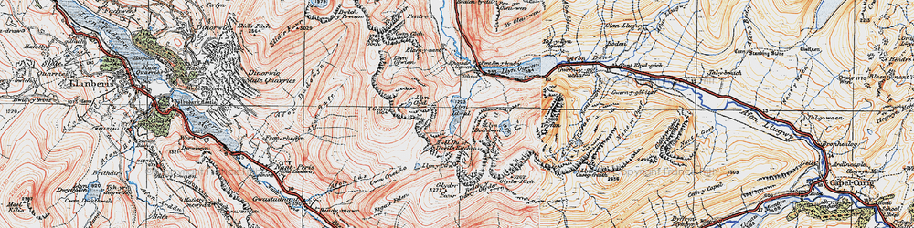 Old map of Tryfan in 1922