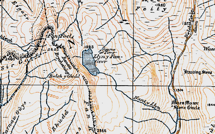 Old map of Afon Sychlwch in 1923