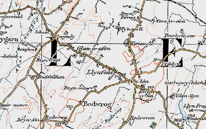 Old map of Afon Caradog in 1922