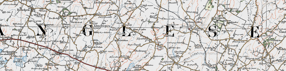 Old map of Afon Caradog in 1922