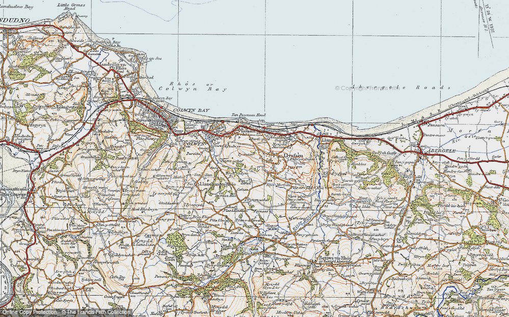 Old Map of Historic Map covering Bryn-Morfydd in 1922