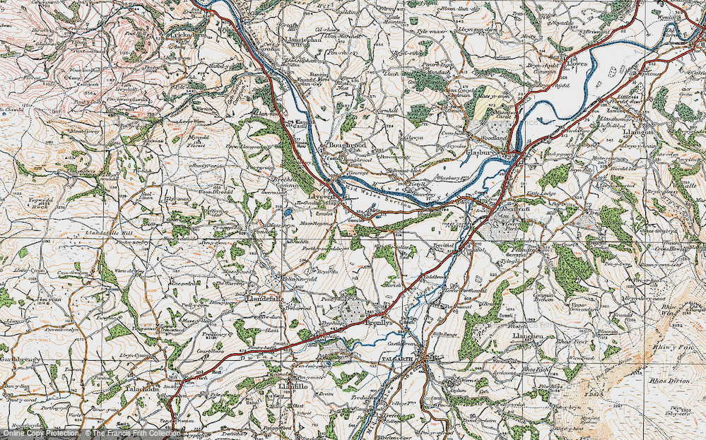 Old Map of Llyswen, 1919 in 1919