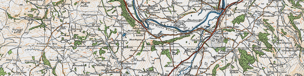 Old map of Llyswen in 1919