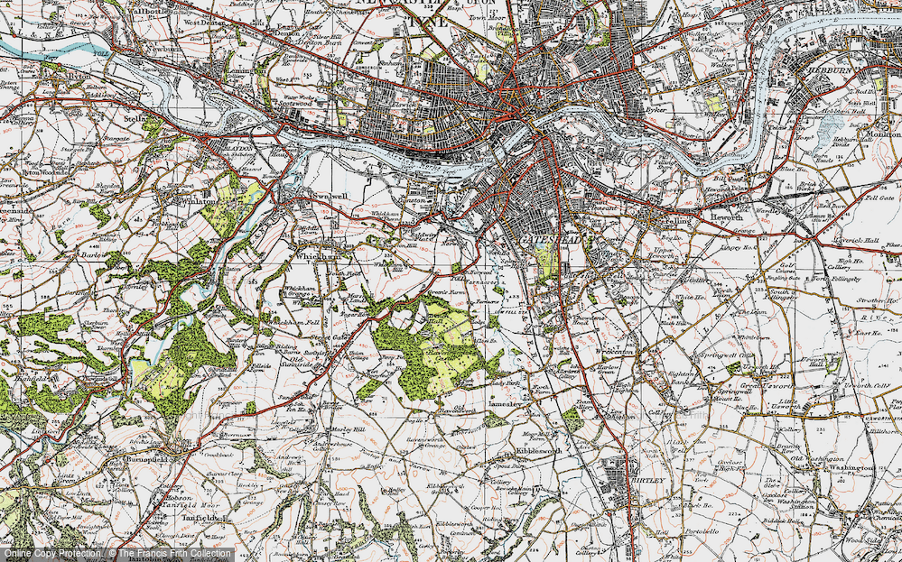 Old Map of Lobley Hill, 1925 in 1925