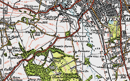 Old map of Lobley Hill in 1925