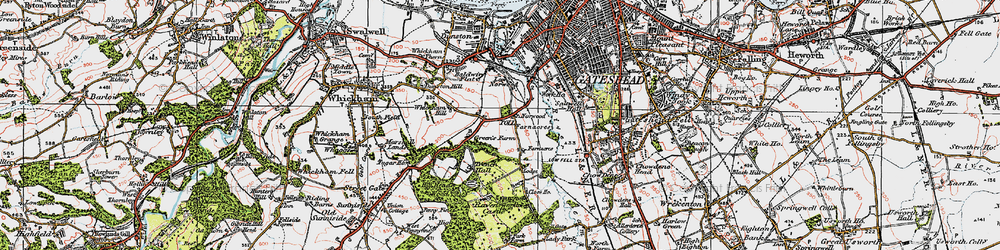Old map of Lobley Hill in 1925