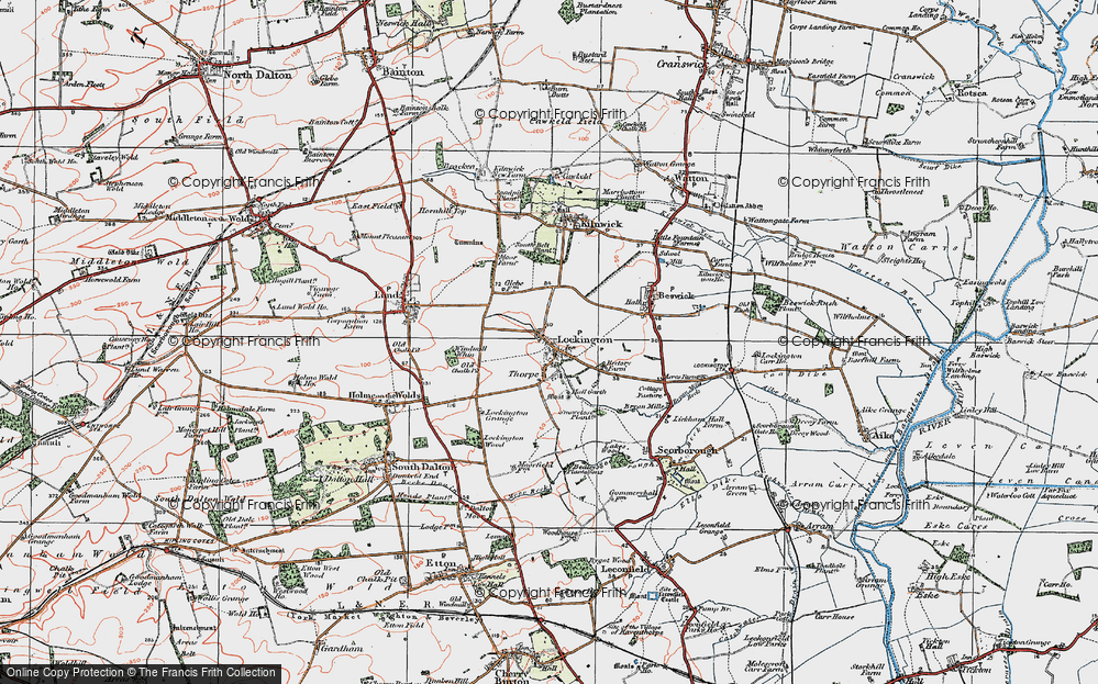 Old Map of Historic Map covering East Riding of Yorkshire in 1924