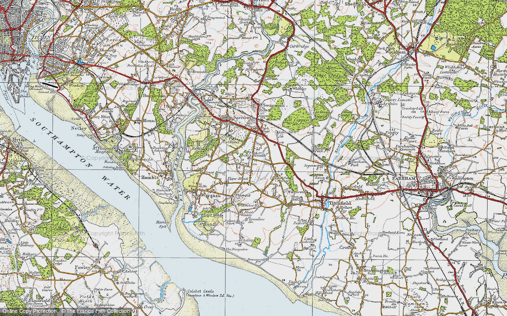 Old Map of Locks Heath, 1919 in 1919
