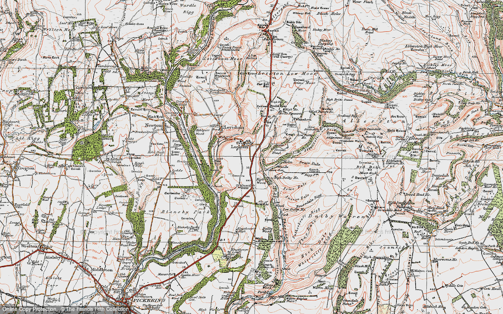 Old Map of Historic Map covering Adderstone Rigg in 1925