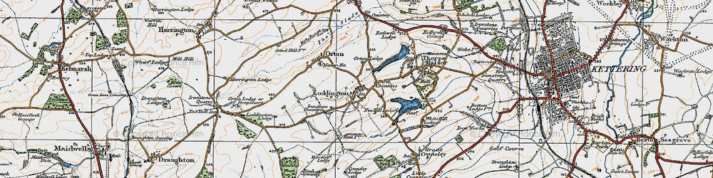 Old map of Loddington in 1920