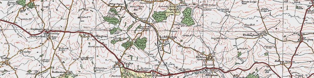 Old map of Launde Big Wood in 1921