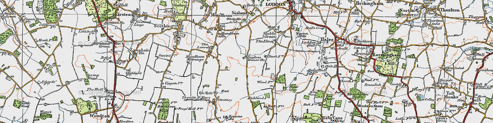Old map of Loddon Ingloss in 1922