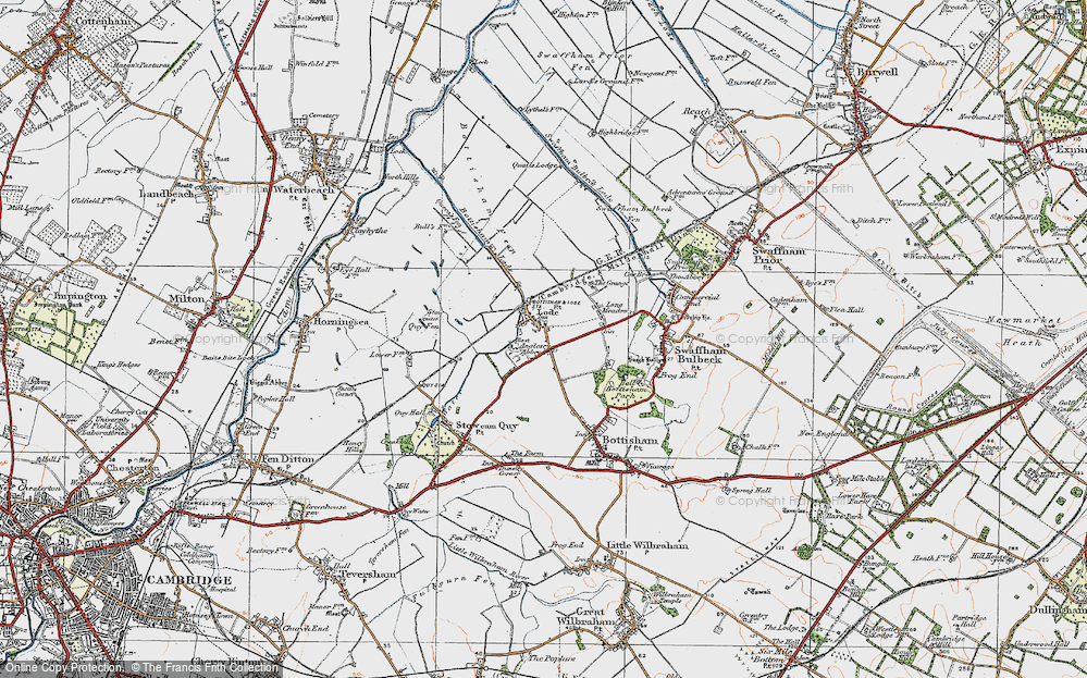 Old Map of Historic Map covering Anglesey Abbey in 1920