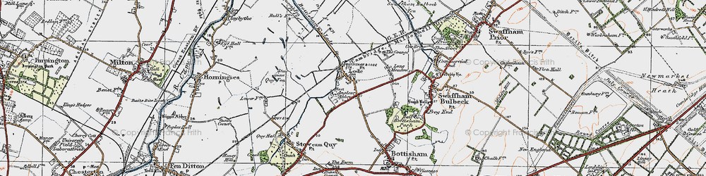 Old map of Anglesey Abbey in 1920