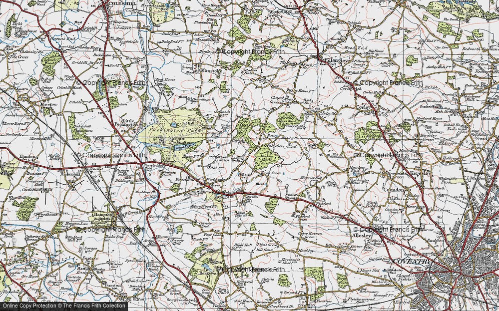 Old Map of Lodge Green, 1921 in 1921