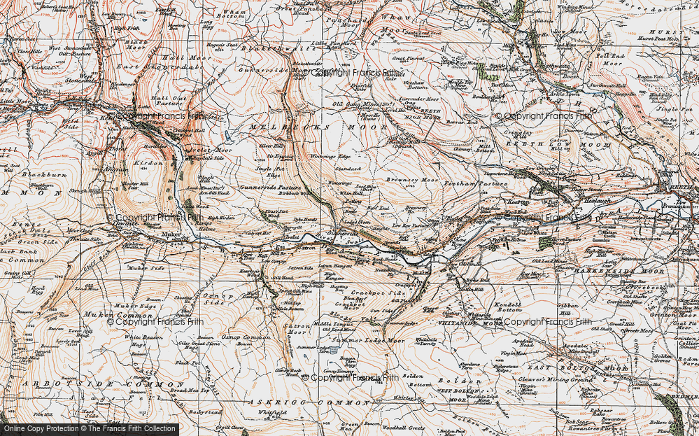 Old Map of Historic Map covering Whin Hall in 1925