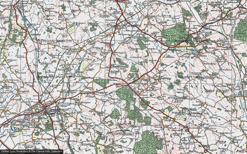 Old Map of Loggerheads, 1921 in 1921