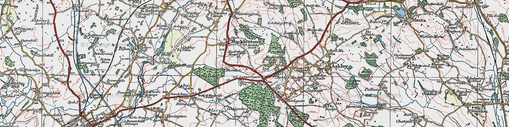 Old map of Loggerheads in 1921