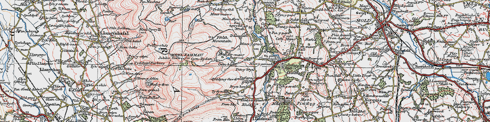 Old map of Loggerheads in 1924