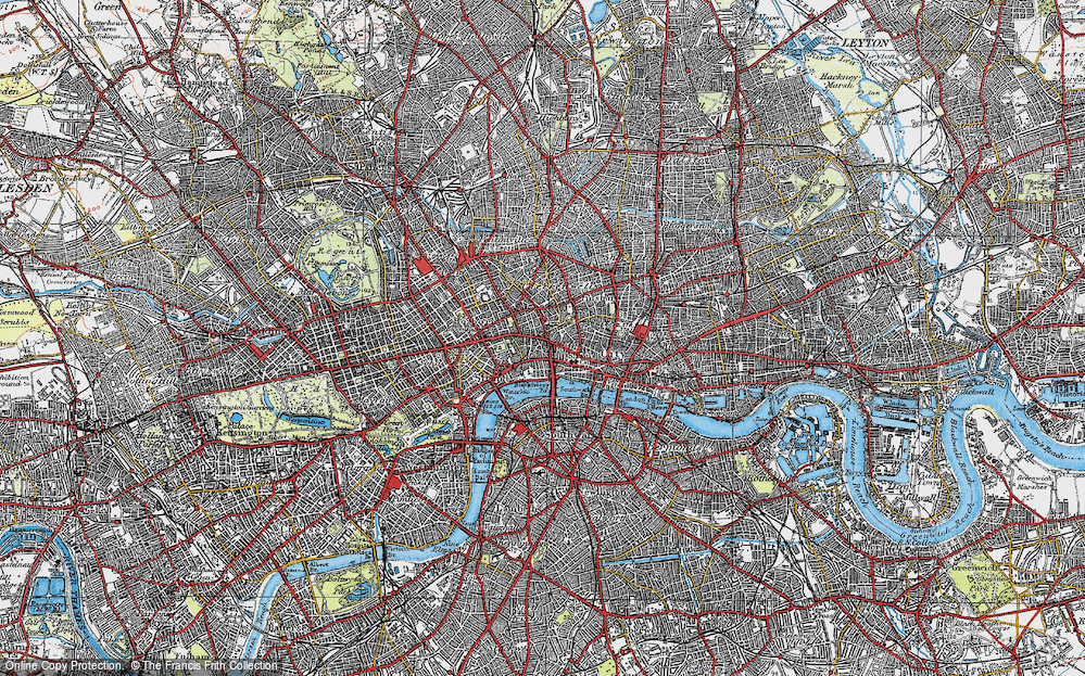 Old Map of Historic Map covering Blackfriars Br in 1920