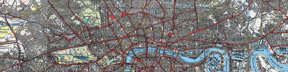 Old map of London in 1920
