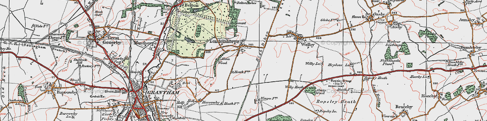 Old map of Belton Ashes in 1922