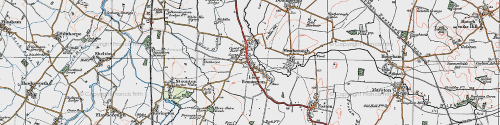 Old map of Long Bennington in 1921