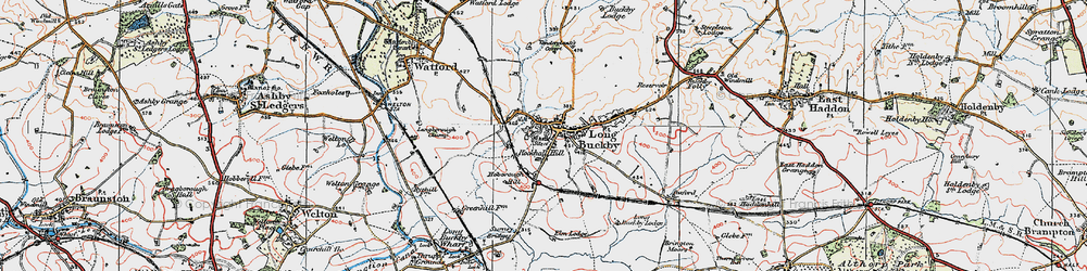 Old map of Long Buckby in 1919