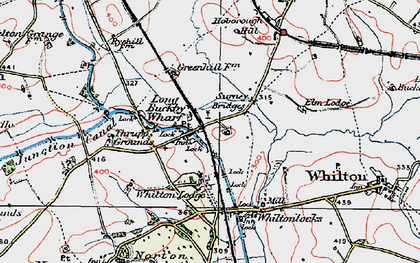 Old map of Long Buckby Wharf in 1919