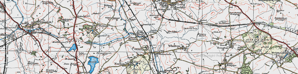 Old map of Long Buckby Wharf in 1919