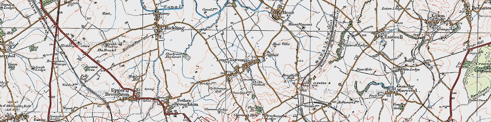 Old map of Long Clawson in 1921
