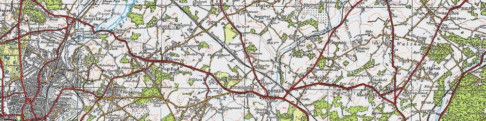 Old map of Long Common in 1919