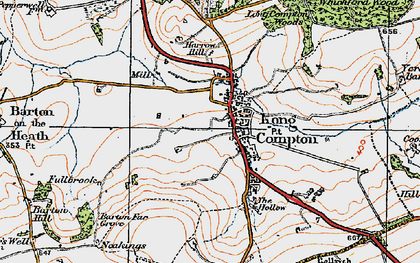 Old map of Long Compton in 1919