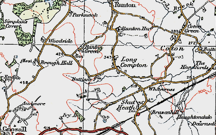 Old map of Long Compton in 1921