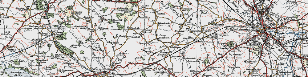 Old map of Long Compton in 1921