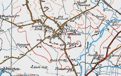 Old map of Long Crendon in 1919